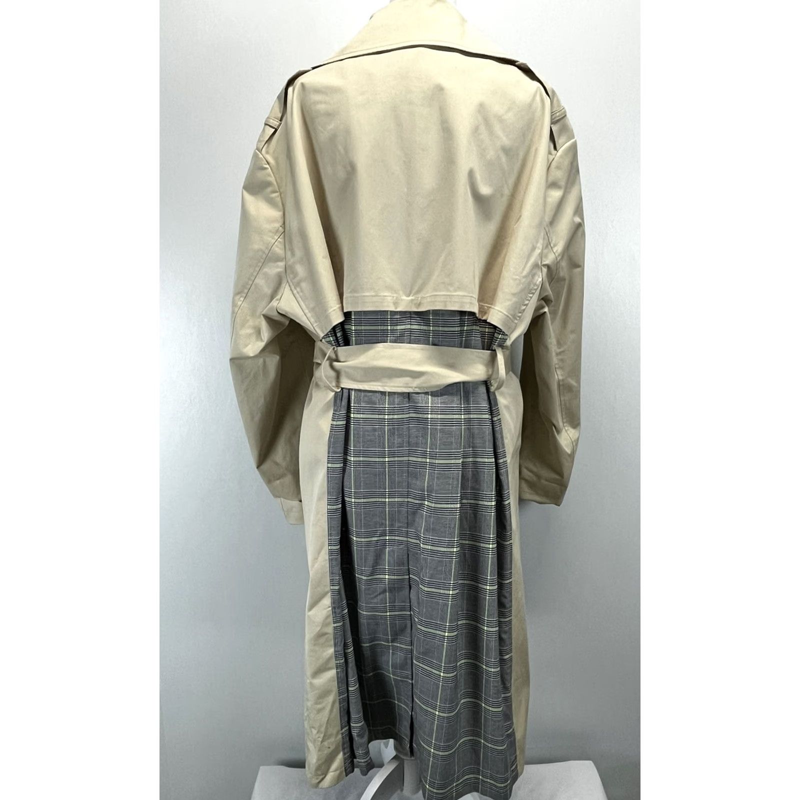 Zara Zara Trench Coat Womens L Belted Vented Plaid Double Breasted Classic Old Money City Academia Size L / US 10 / IT 46 - 3 Thumbnail