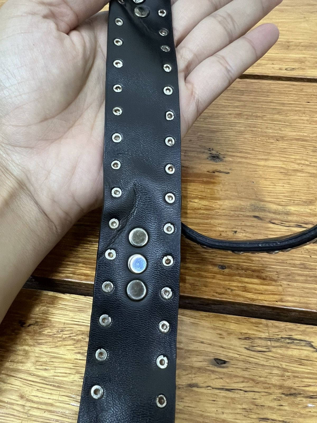 Leather Versace Medusa Head Studded Leather Belt Size 36 - 4 Thumbnail