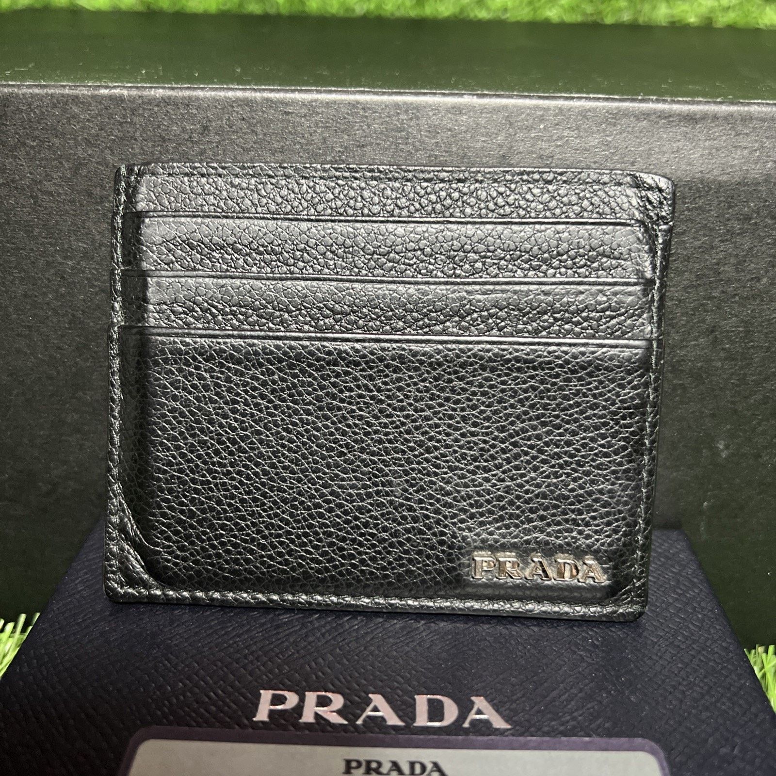 Prada Prada Vitello Micro Grain Leather Black Card Holder Wallet Size ONE SIZE - 2 Thumbnail
