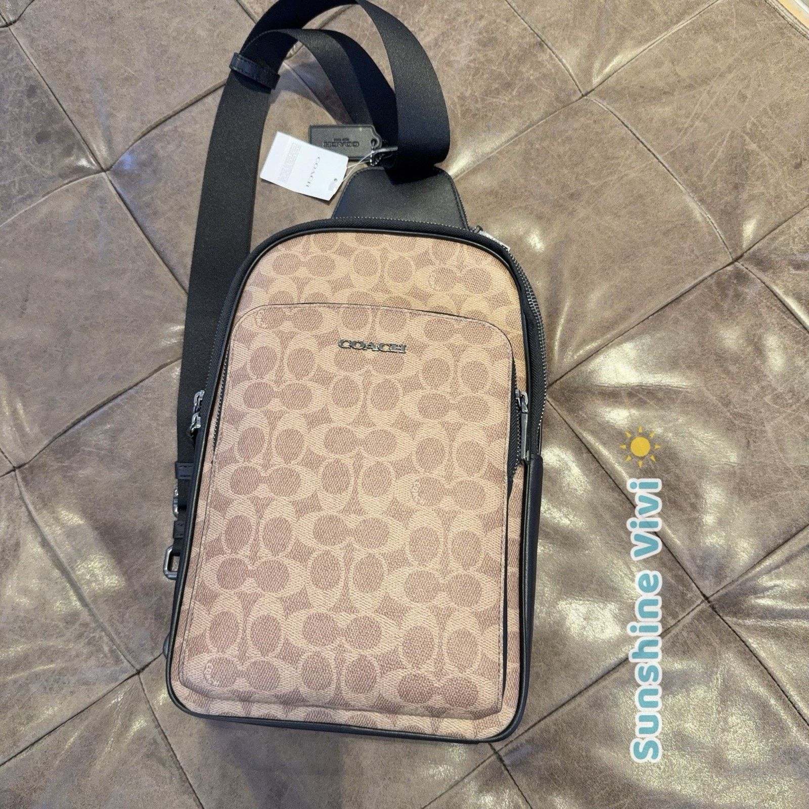 Coach NWT Coach Ethan Pack Blocked Signature CZ393 Tan Black Size ONE SIZE - 1 Thumbnail