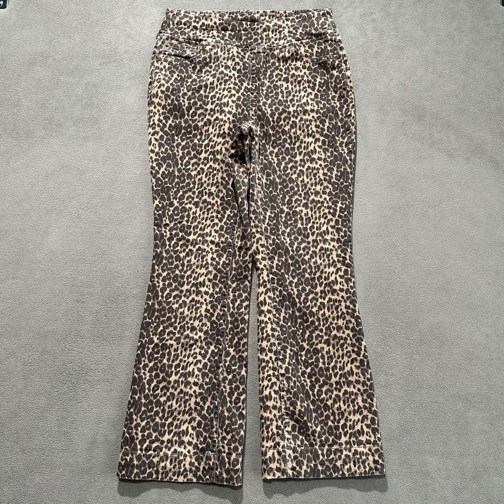 Vintage Belle by Kim Gravel Pants Womens 8P Petite Brown Leopard Print Bootcut Stretch Size 30" / US 8 / IT 44 - 2 Thumbnail
