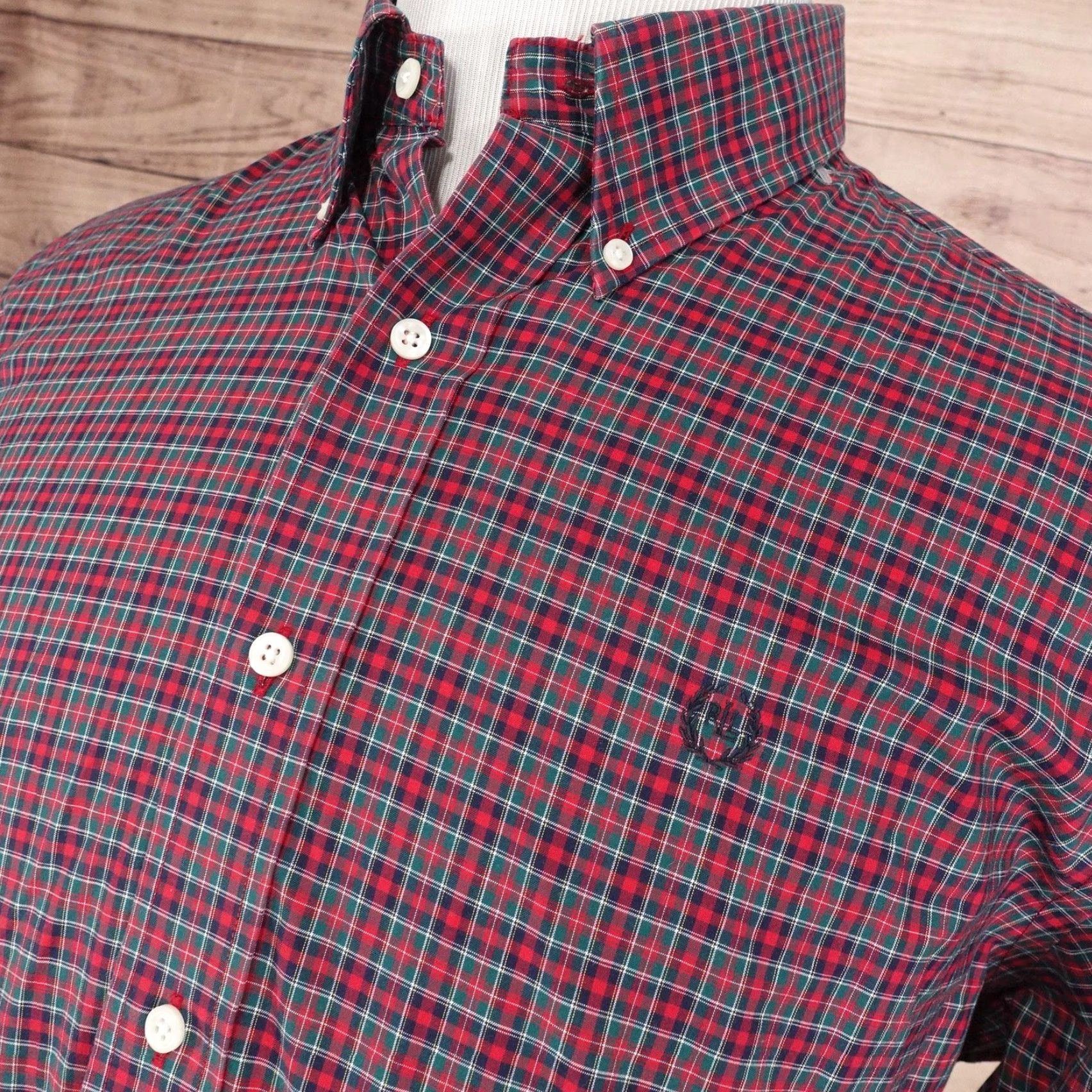 Ralph Lauren LAUREN Ralph Lauren Button-Up Shirt Mens XL Red Plaid Classic Fit Non-Iron Long Sleeve Embroidered Size 46R - 2 Thumbnail