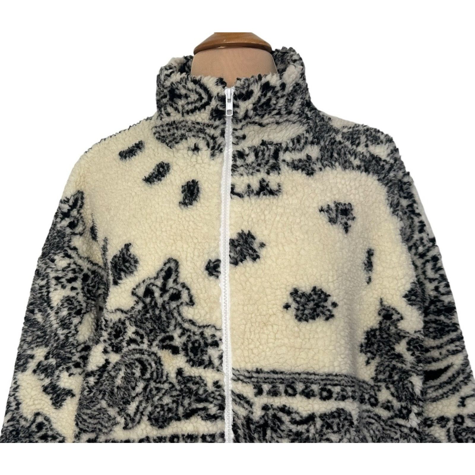 Other SUPEEON Black Ivory Paisley Sherpa Teddy Boho Jacket L Size L / US 10 / IT 46 - 5 Thumbnail
