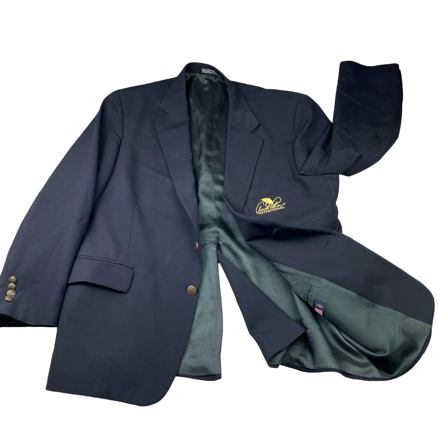 Vintage VTG Arnold Palmer Invitational Men's 2-Button Blazer Navy 43S Wool USA Short Adult Classic Notch Lapel Mens Blazer Size 46R - 3 Thumbnail