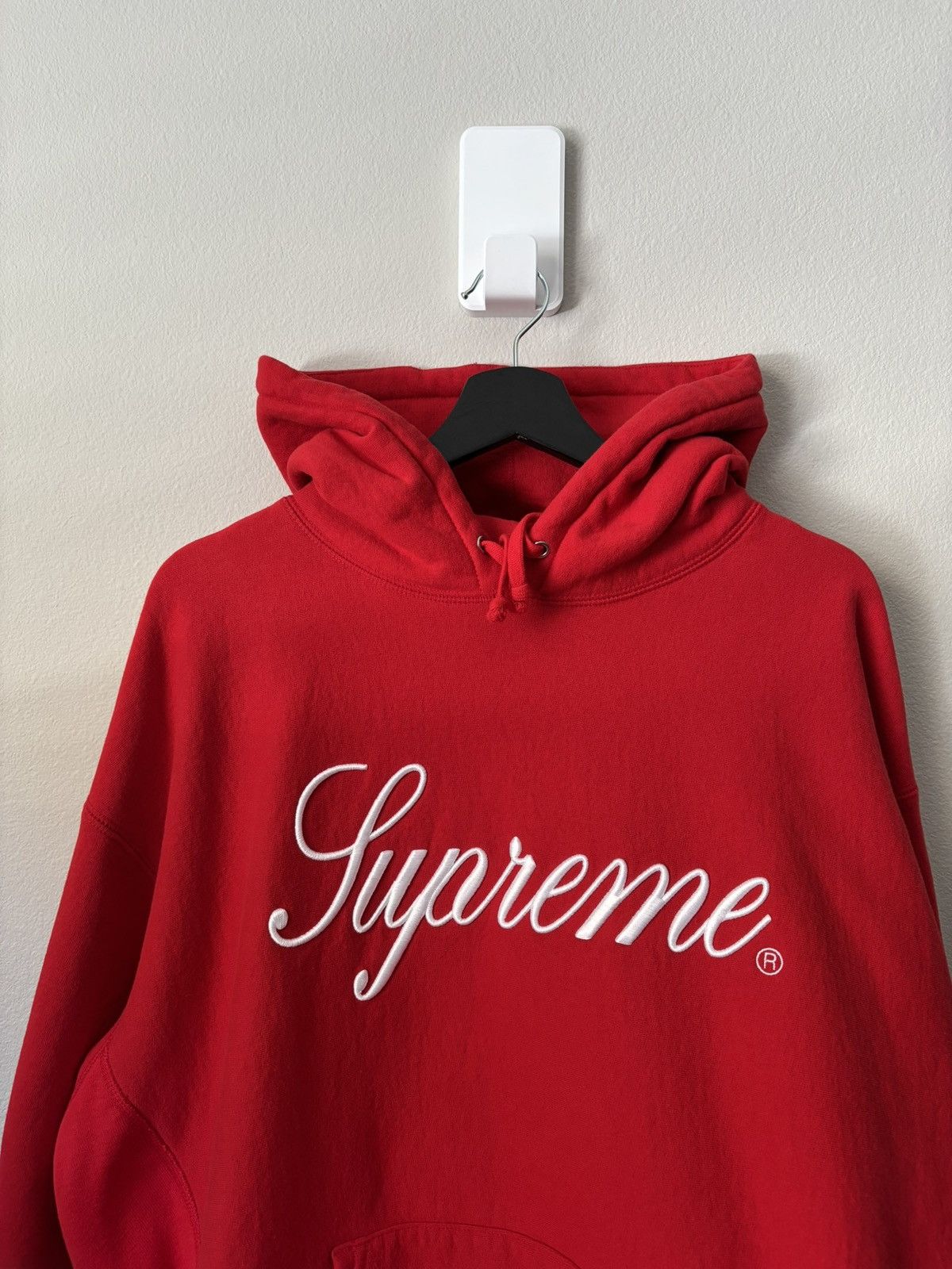 Supreme Supreme Raised Script Hooded Sweatshirt – FW23 (Red) – XL Size US XL / EU 56 / 4 - 2 Thumbnail