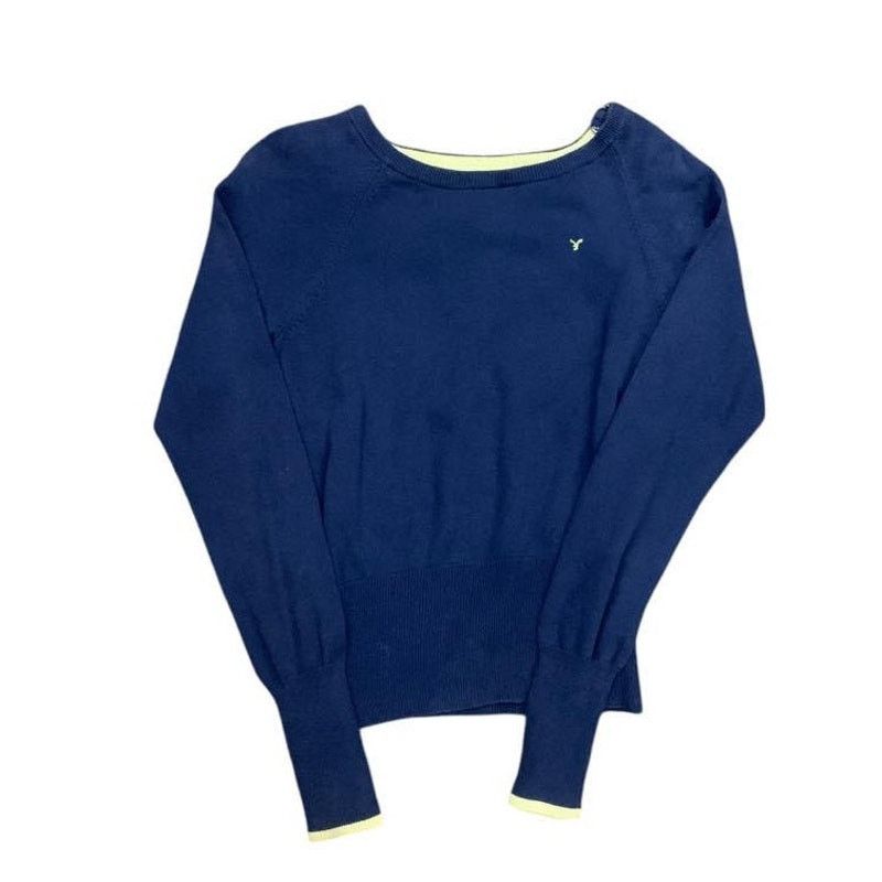 American Eagle Outfitters Vintage American Eagle Women's Knit Sweater Blue Preppy LG Size L / US 10 / IT 46 - 1 Thumbnail