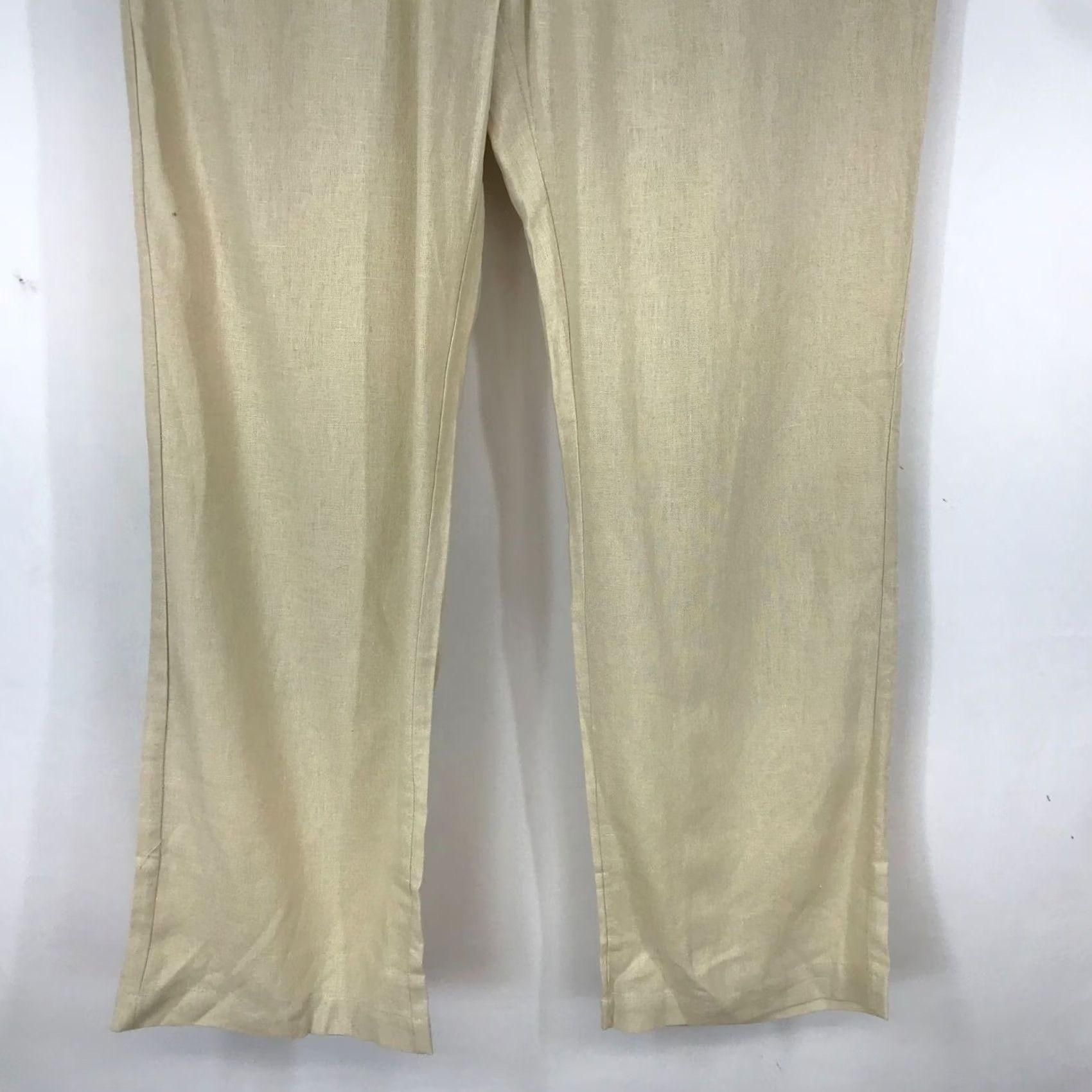 Vintage ELLEN ORTON - WOMEN'S LARGE - BEIGE LINEN BLEND PANTS - Men’s L? Size 36" / US 14 / IT 50 - 3 Thumbnail