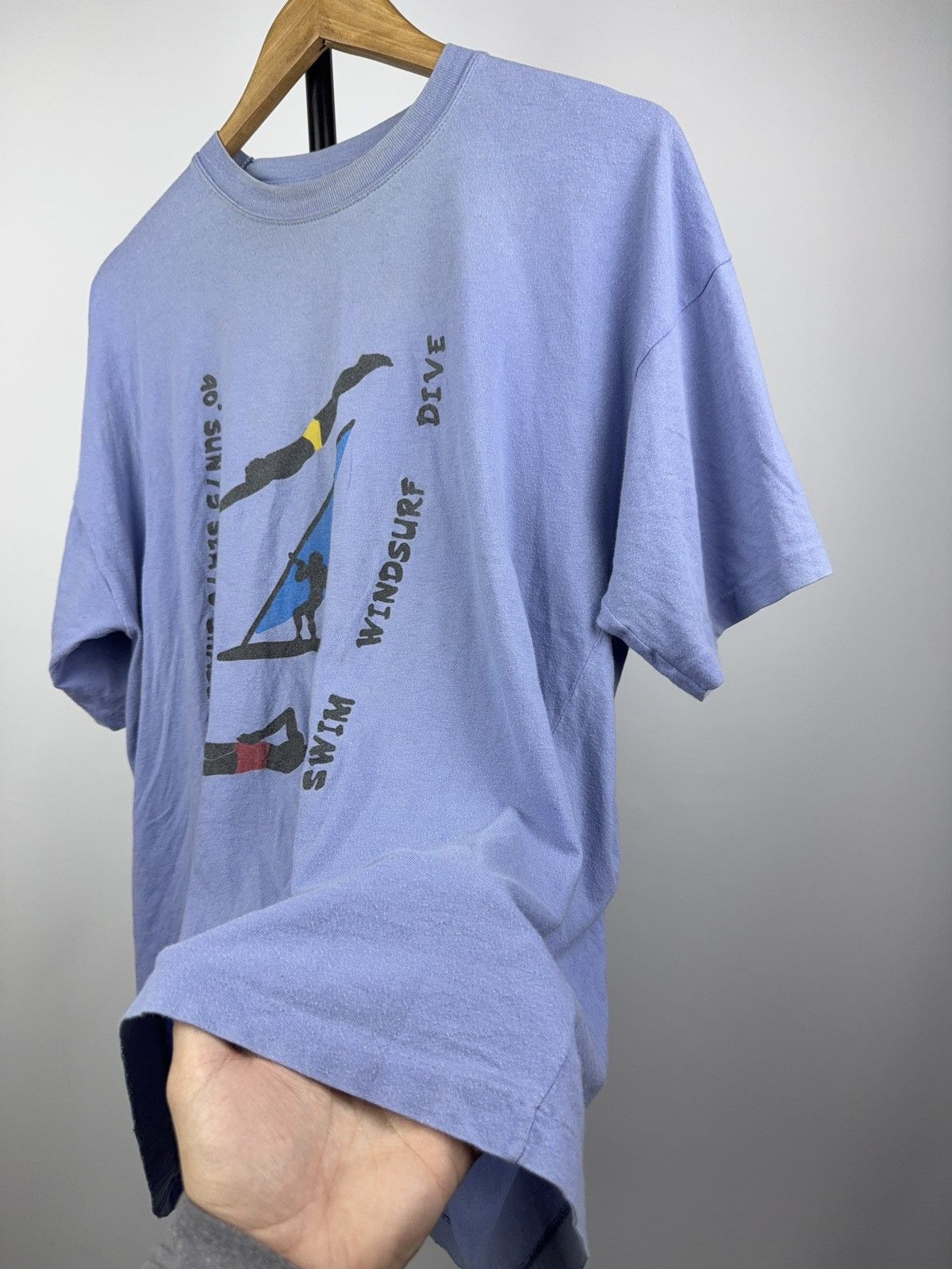 Vintage 90s Windsurf Swim Dive Graphic Tee Vintage Blue Summer Size US L / EU 52-54 / 3 - 7 Thumbnail