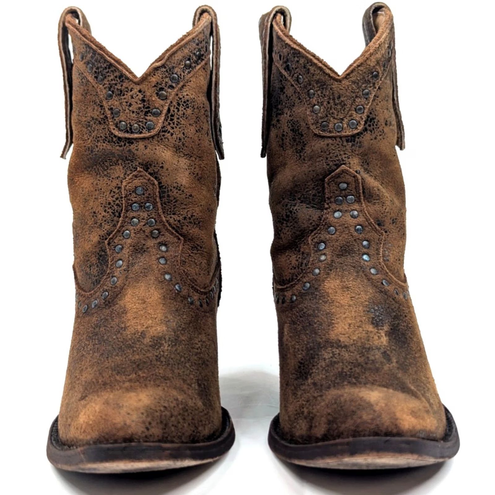 Vintage Idyllwind Miranda Lambert Wheels Western Ankle Boot Women 6.5B Brown Suede Boots Cowgirl, 6.5B, Brown, Suede Size US 7 / IT 37 - 2 Thumbnail