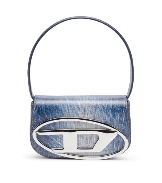 image of Diesel 1Dr Iconic Denim Print Leather Shoulder Bag, Women's