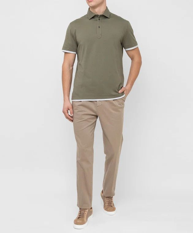 image of Brunello Cucinelli O1W1Db10524 Polo T-Shirt In Green, Men's (Size XL)