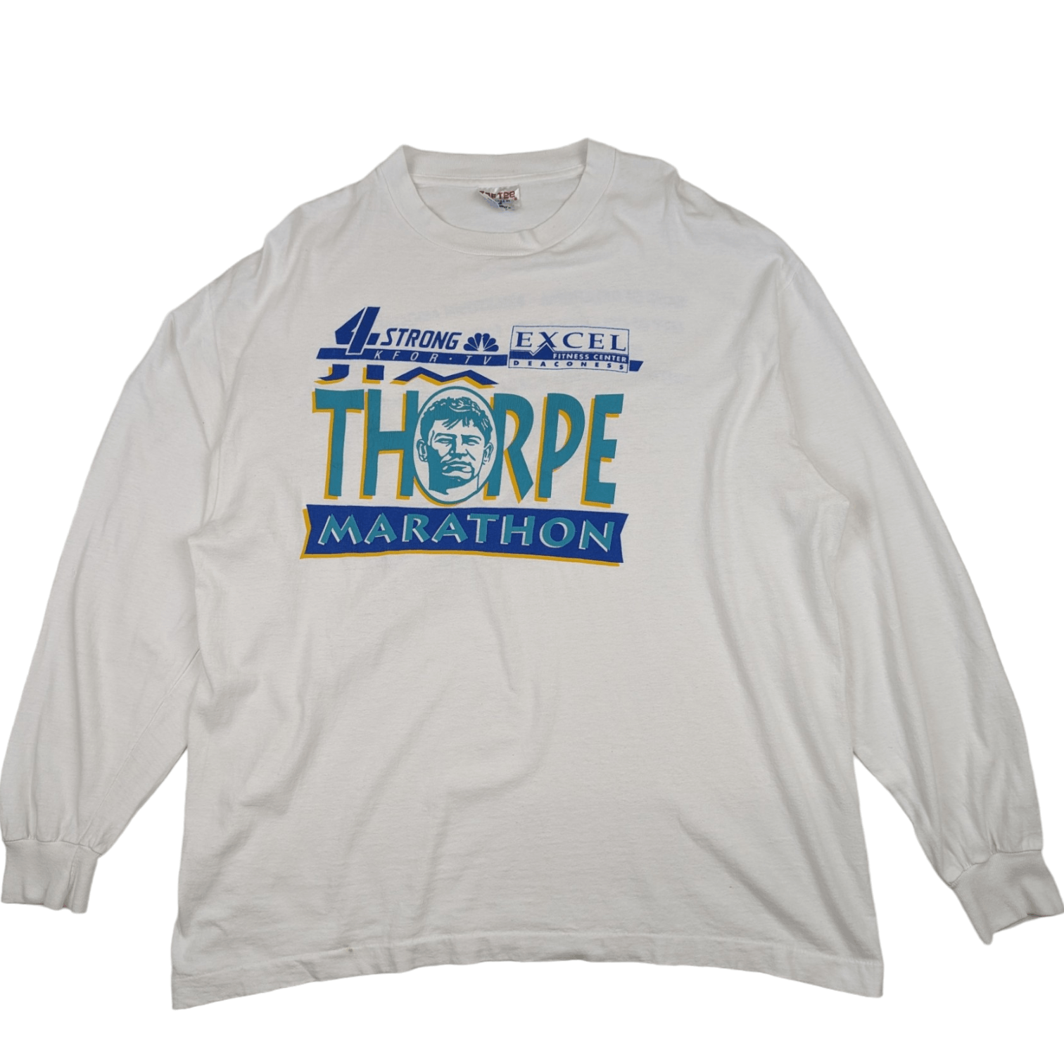 TEE JAYS 90's THORPE MARATHON Greek Boston Long Sleeve T-Shirt Size US XL / EU 56 / 4 - 2 Thumbnail