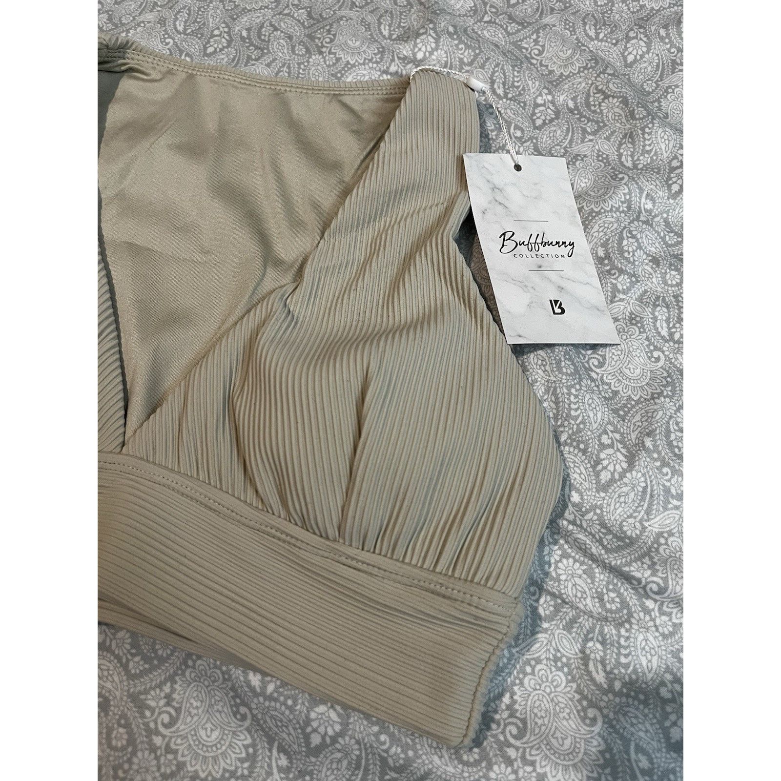 Other Buffbunny Collection Ribbed Deep V Tank Sports Bra Beige Size M / US 6-8 / IT 42-44 - 3 Thumbnail