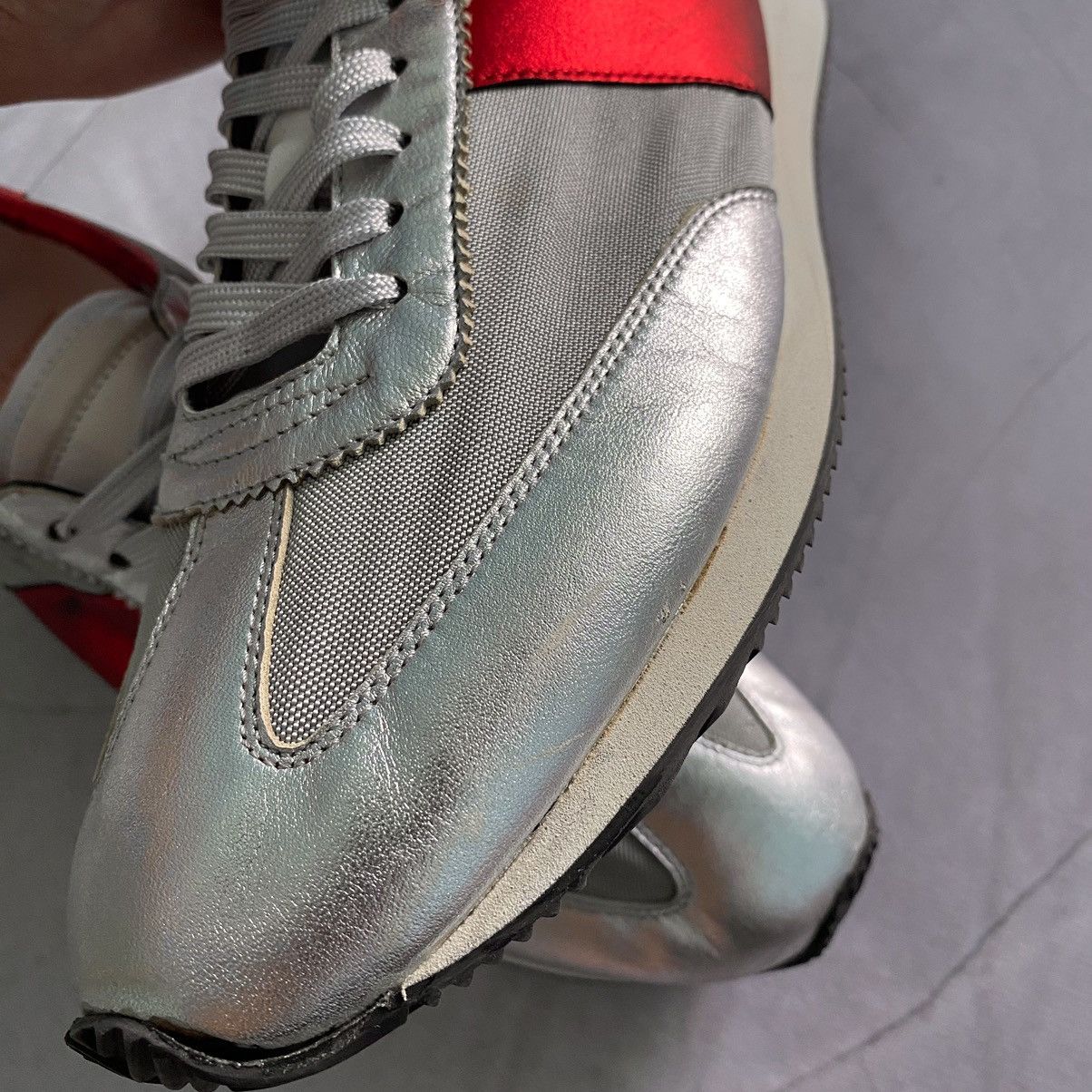Designer × Saint Laurent Paris Saint Laurent Paris Silver/Red Sneakers Shoes Size US 12 / EU 45 - 8 Thumbnail