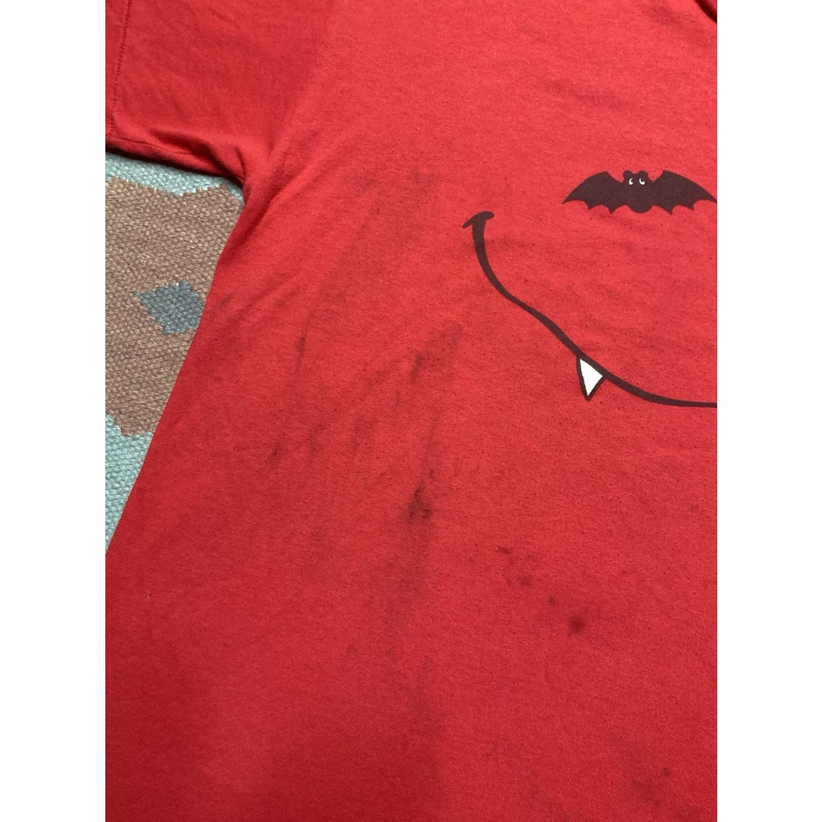 Vintage VINTAGE 80s Halloween Monster Face Bats Distressed Single Stitch XL T-Shirt Men Red Size US XL / EU 56 / 4 - 4 Thumbnail