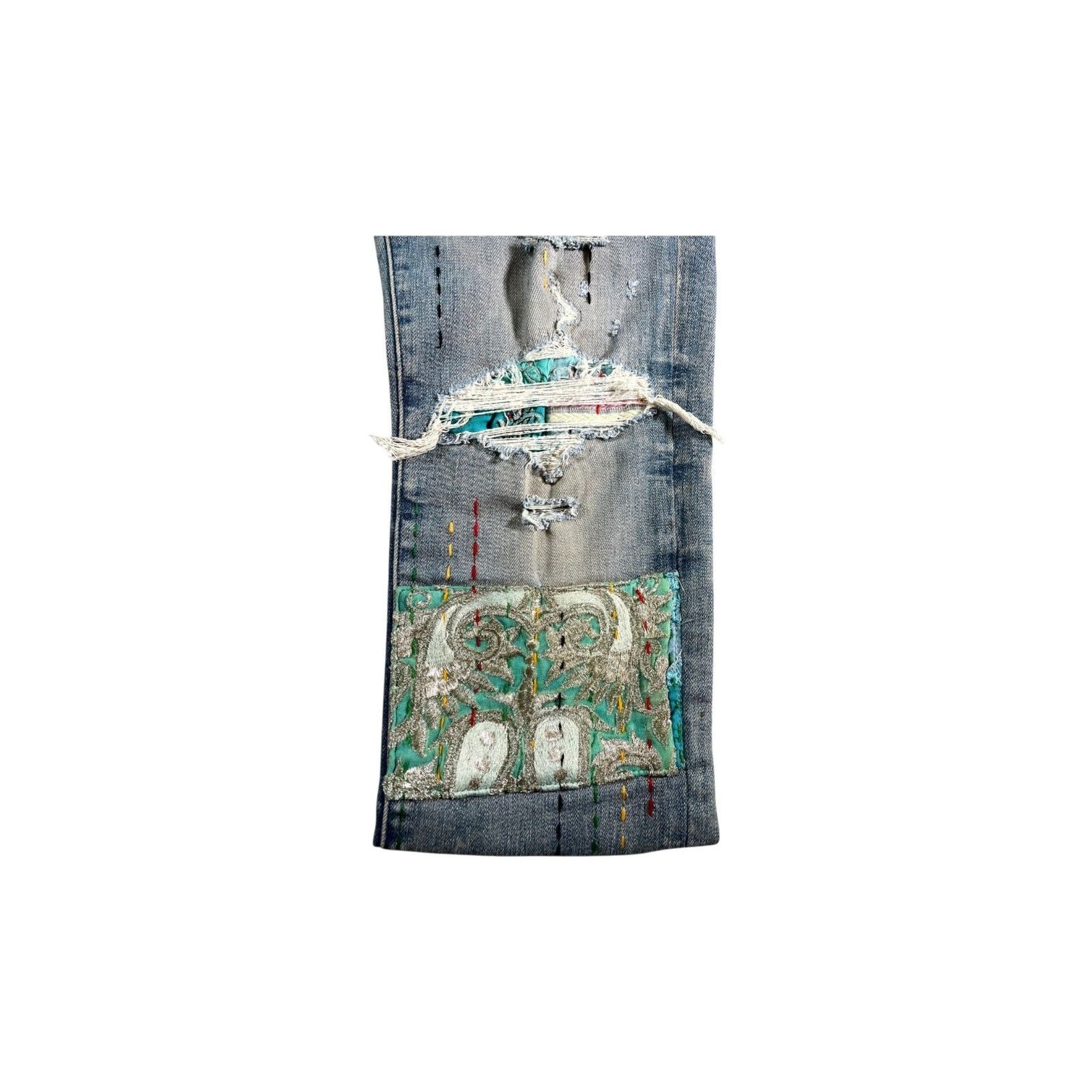 Amiri Amiri Quilted Patch Light Wash Jeans Size US 32 / EU 48 - 4 Thumbnail