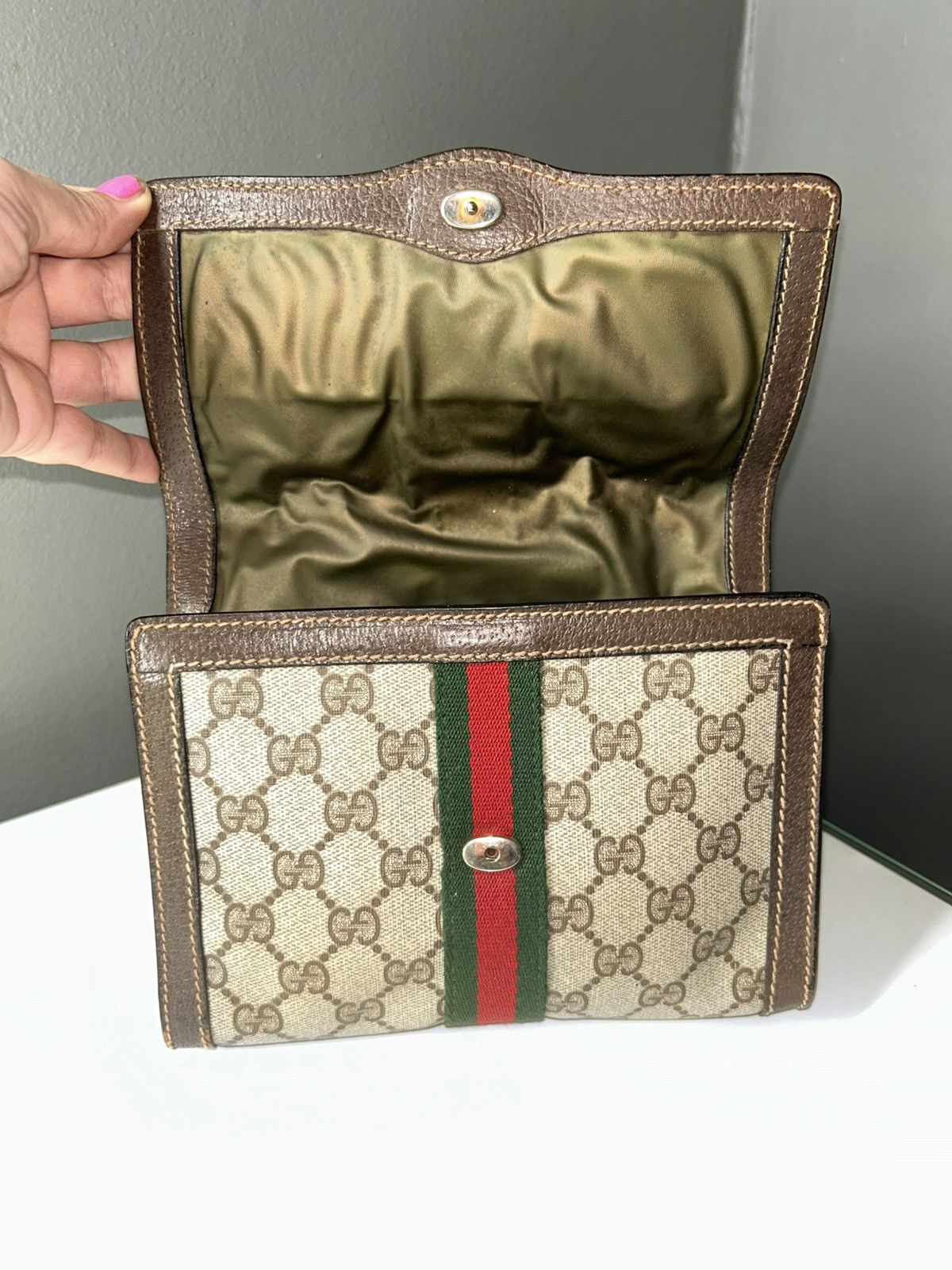 Gucci Vintage Gucci Parfums GG Supreme Sherry Line Clutch Bag Size ONE SIZE - 4 Thumbnail