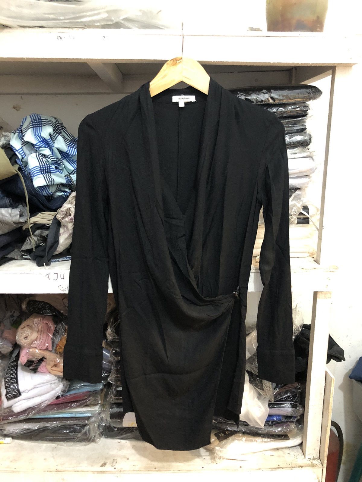 Designer × Helmut Lang Helmut lang morse long sleeve draped top Size S / US 4 / IT 40 - 2 Thumbnail