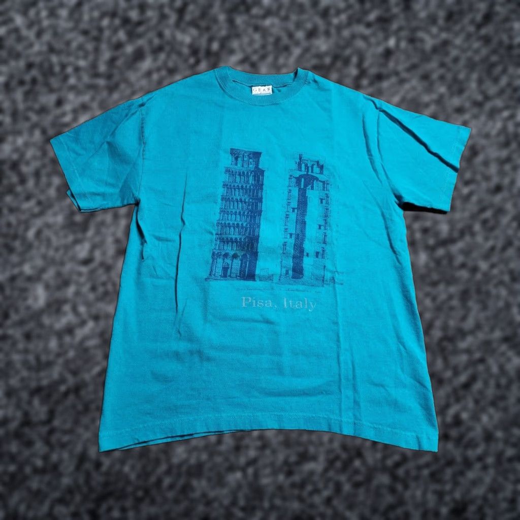 Vintage VINTAGE GEAR FOR SPORTS The Leaning Tower of Pisa Travel Graphic T-Shirt Adult Medium Blue City Streetwear Mens Size US M / EU 48-50 / 2 - 1 Thumbnail