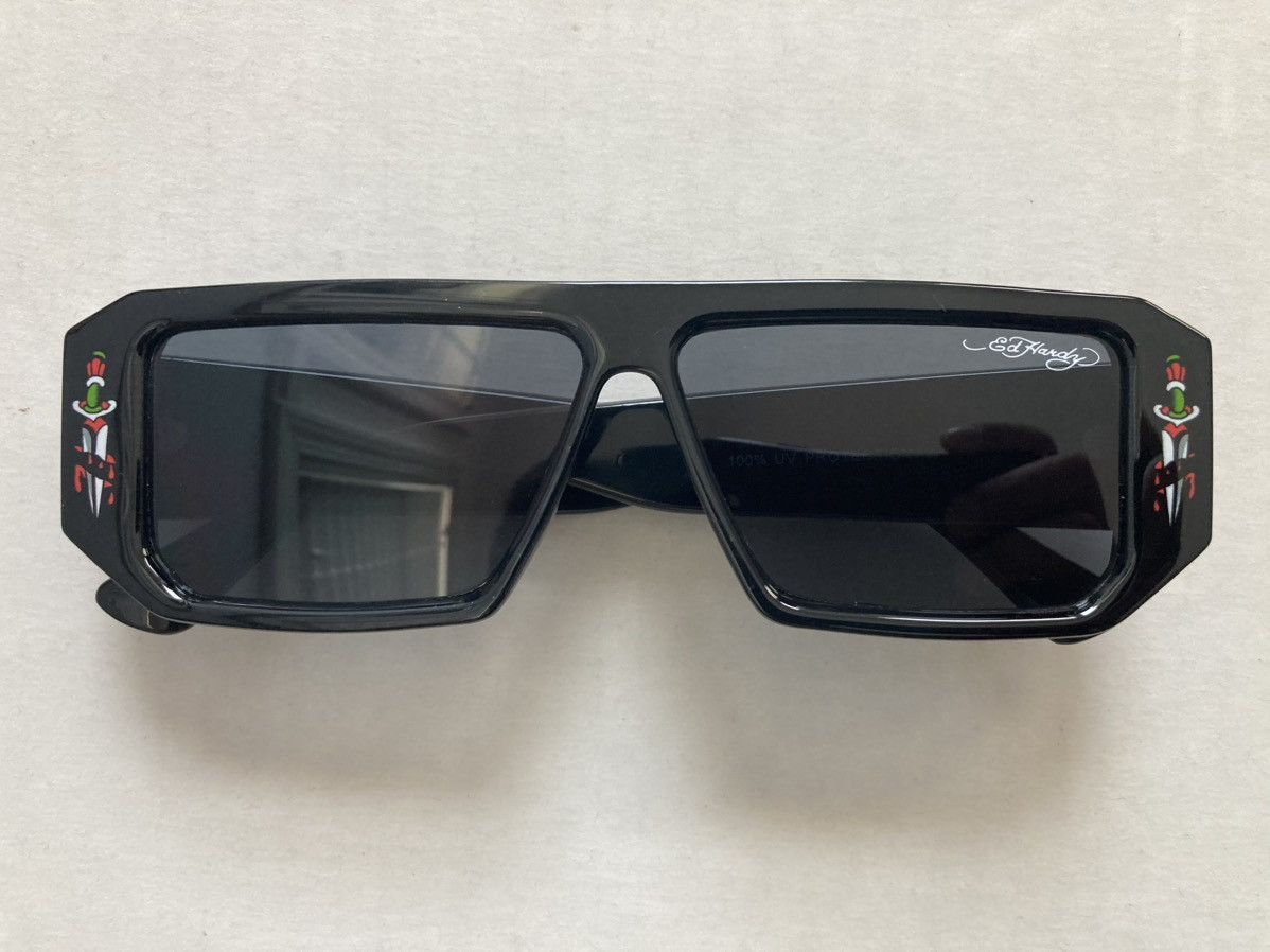Ed Hardy ED HARDY RECTANGULAR SUNGLASSES LOUD TIGER DAGGERS TATTOO Size ONE SIZE - 2 Thumbnail