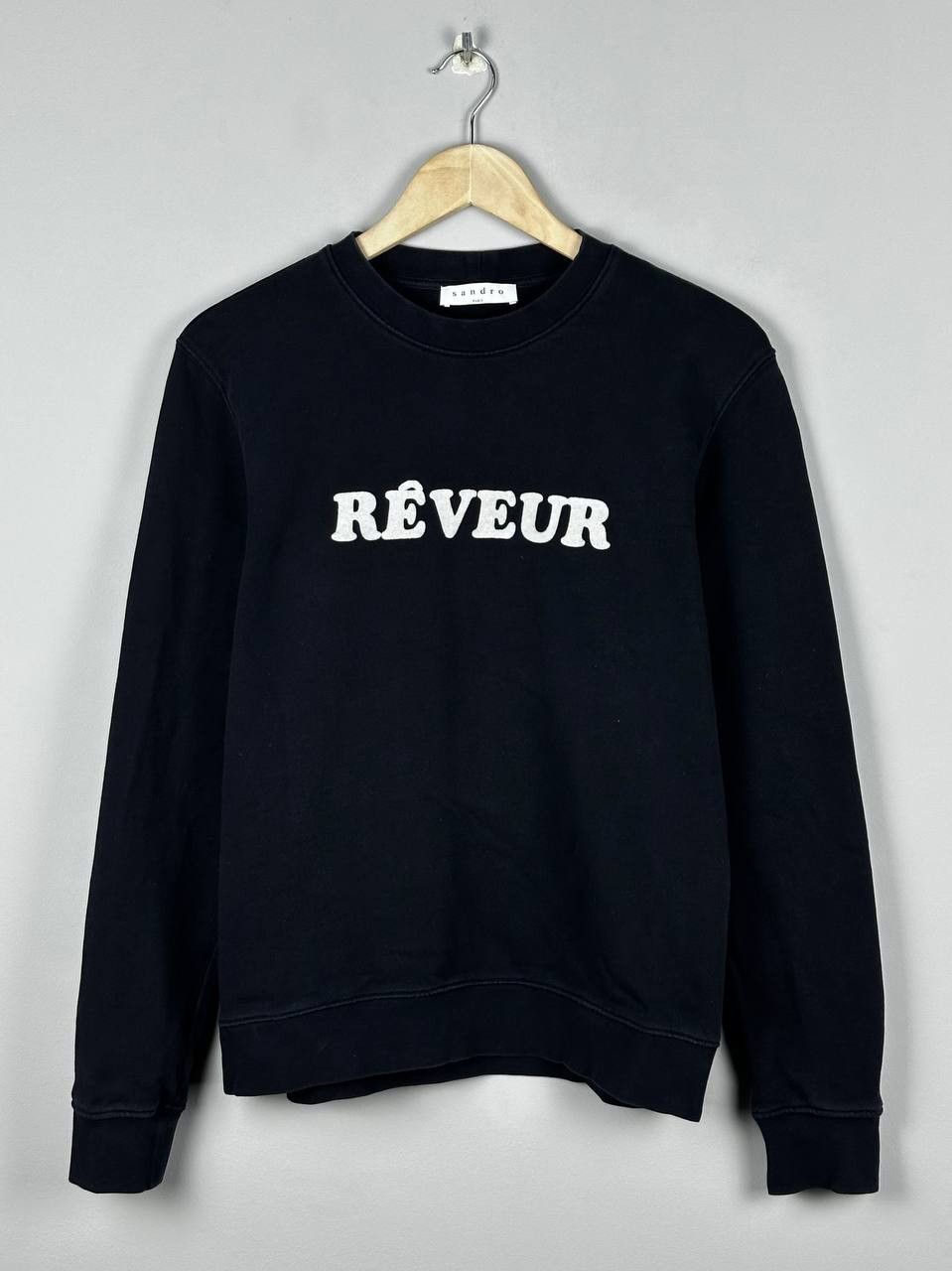Sandro Sandro Paris Reveur Logo Navy Cotton Sweatshirt Size M / US 6-8 / IT 42-44 - 1 Thumbnail