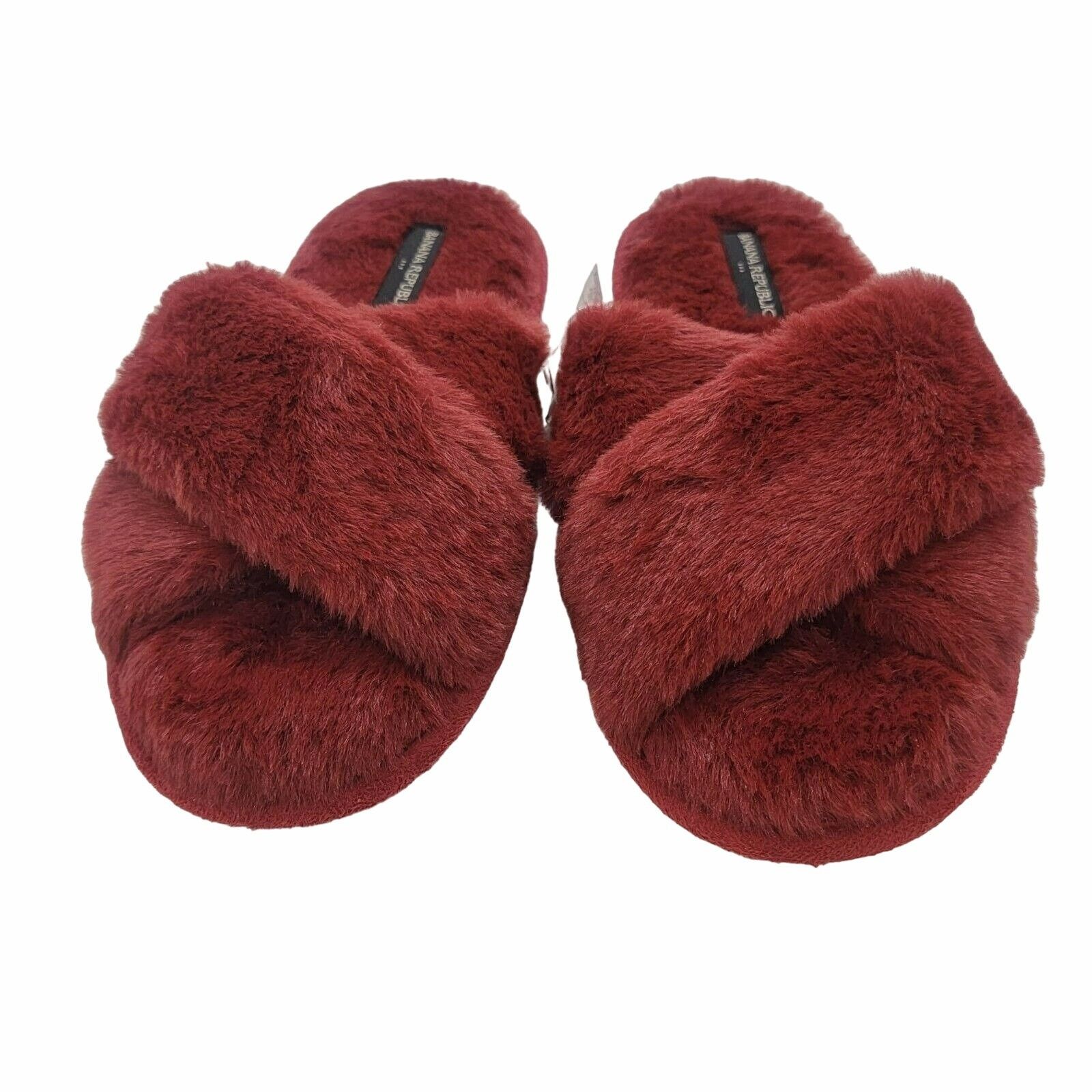 Banana Republic ⭐Women Banana Republic Fluffy FauxFur Crossover Slippers Win Size US 6 / IT 36 - 3 Thumbnail