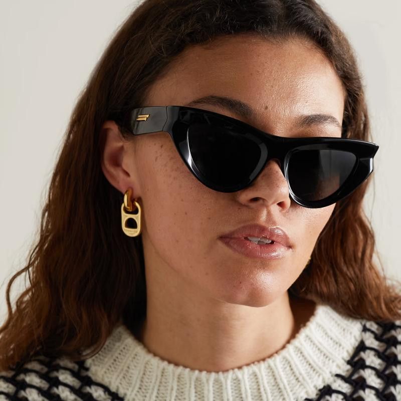 Bottega Veneta Bottega Veneta BV1220S 004 Sunglasses Green Cat Eye Frame Size ONE SIZE - 2 Thumbnail