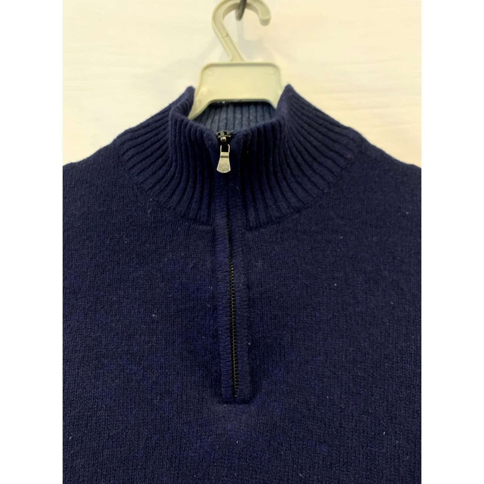 Vintage John Lewis Merino Cashmere Quarter Zip Sweater Men’s M Navy Blue Italy Size US M / EU 48-50 / 2 - 7 Thumbnail