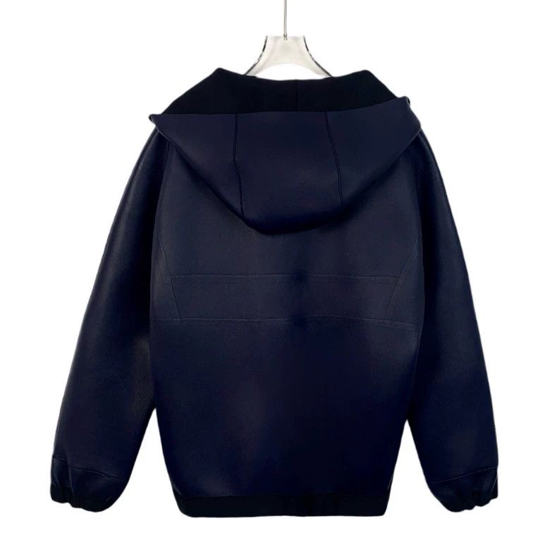 Louis Vuitton Louis Vuitton Dark blue hooded zip-up leather jacket Size US S / EU 44-46 / 1 - 2 Thumbnail