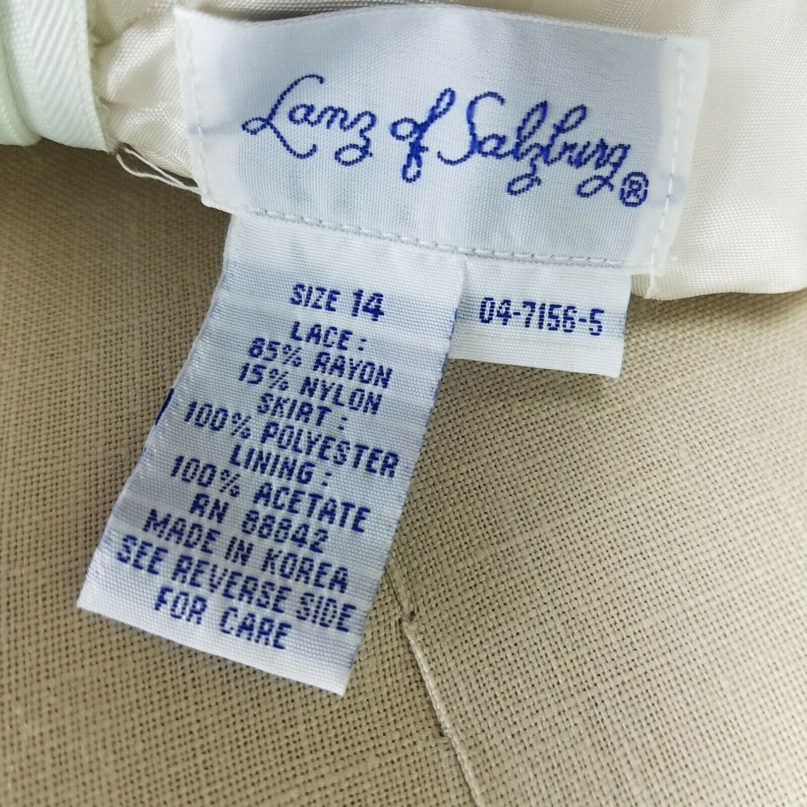 Vintage Vtg Lanz of Salsburg Lace Formal Maxi Prom Dress 14 Seafoam Size XL / US 12-14 / IT 48-50 - 7 Thumbnail
