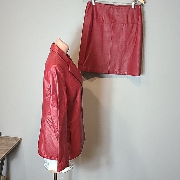 Vintage GENUINE LEATHER leather jacket and skirt set Womens 12 Punk Size XL / US 12-14 / IT 48-50 - 4 Thumbnail