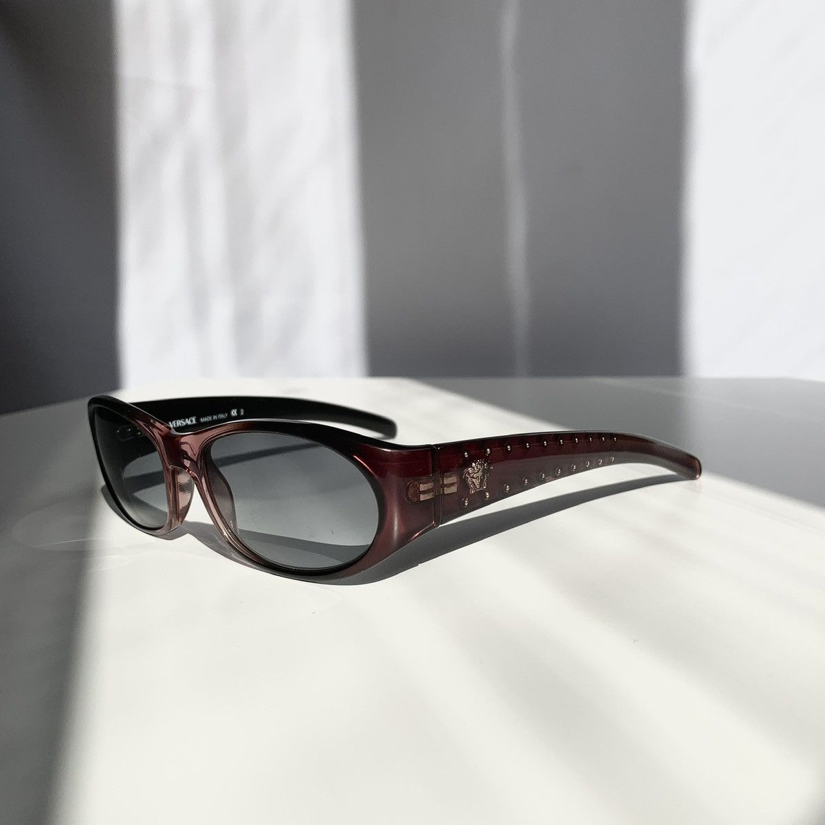 image of Versace Oval Purple Sunglasses Mod. 435, Men's