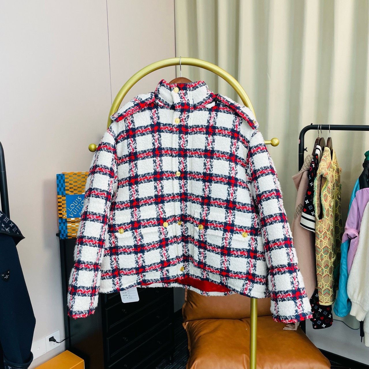 Gucci Gucci Gold button plaid cotton suit jacket 2501-Nextarrow Size US XXS / EU 40 - 1 Thumbnail