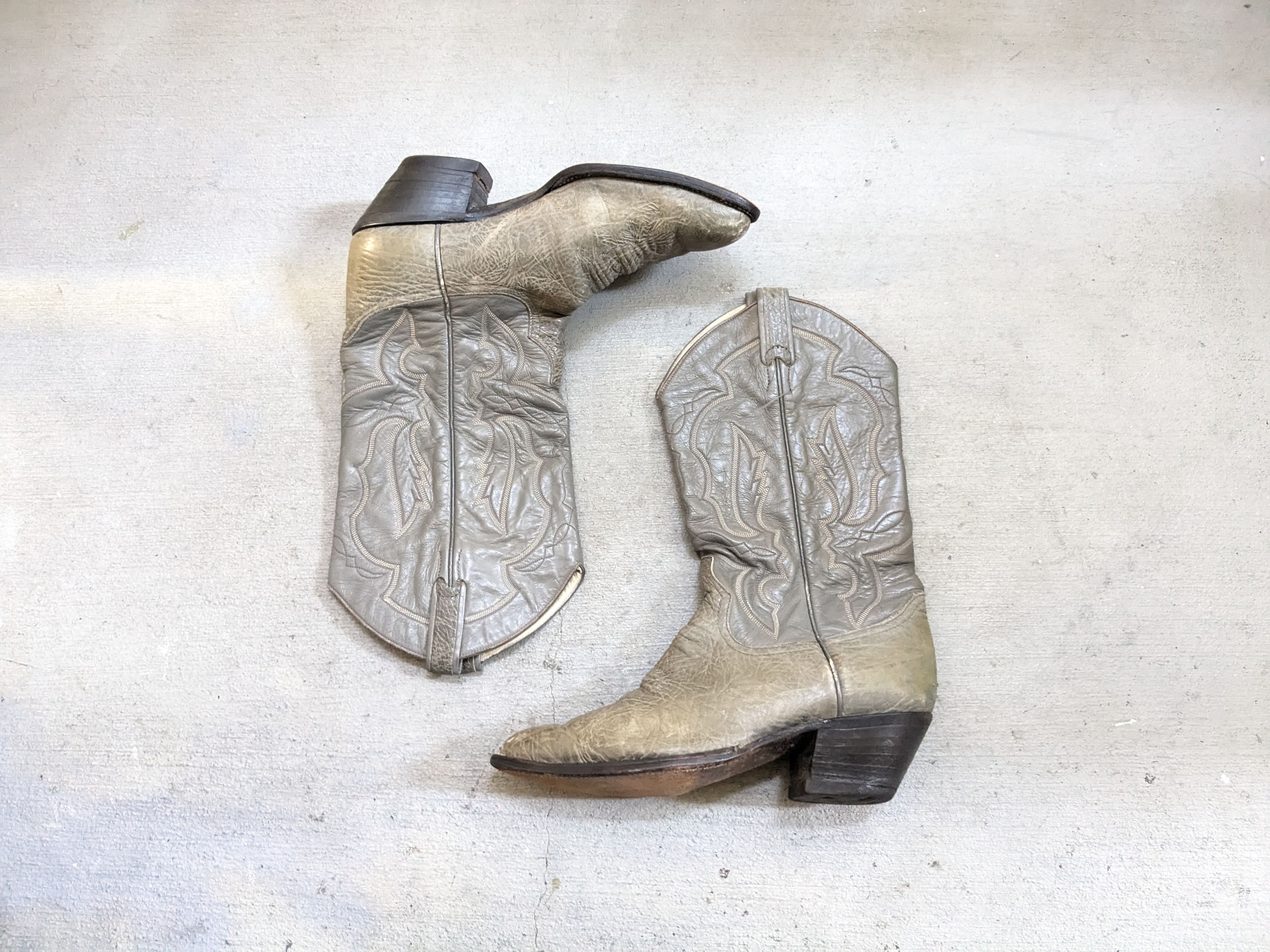 Larry Mahan Larry Mahan Cowboy Boots Olive Green Gray Leather 10 M Size US 10 / EU 43 - 1 Thumbnail