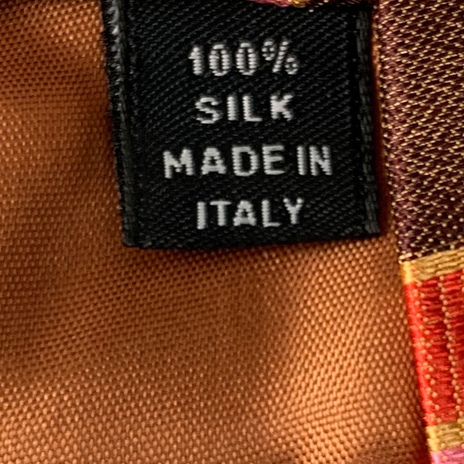 Other NO BRAND Brown Pink Orange Plaid Silk Tie Size ONE SIZE - 3 Thumbnail