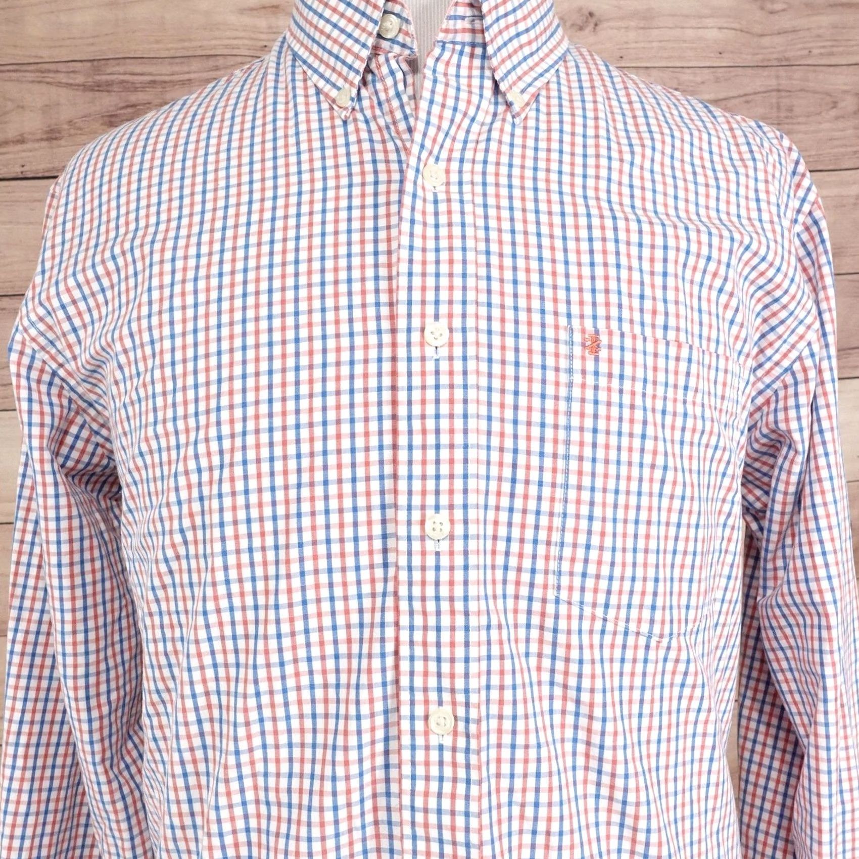 Izod IZOD Shirt Mens L White Check Long Sleeve Button-Up Cotton Classic Fit Size US L / EU 52-54 / 3 - 2 Thumbnail