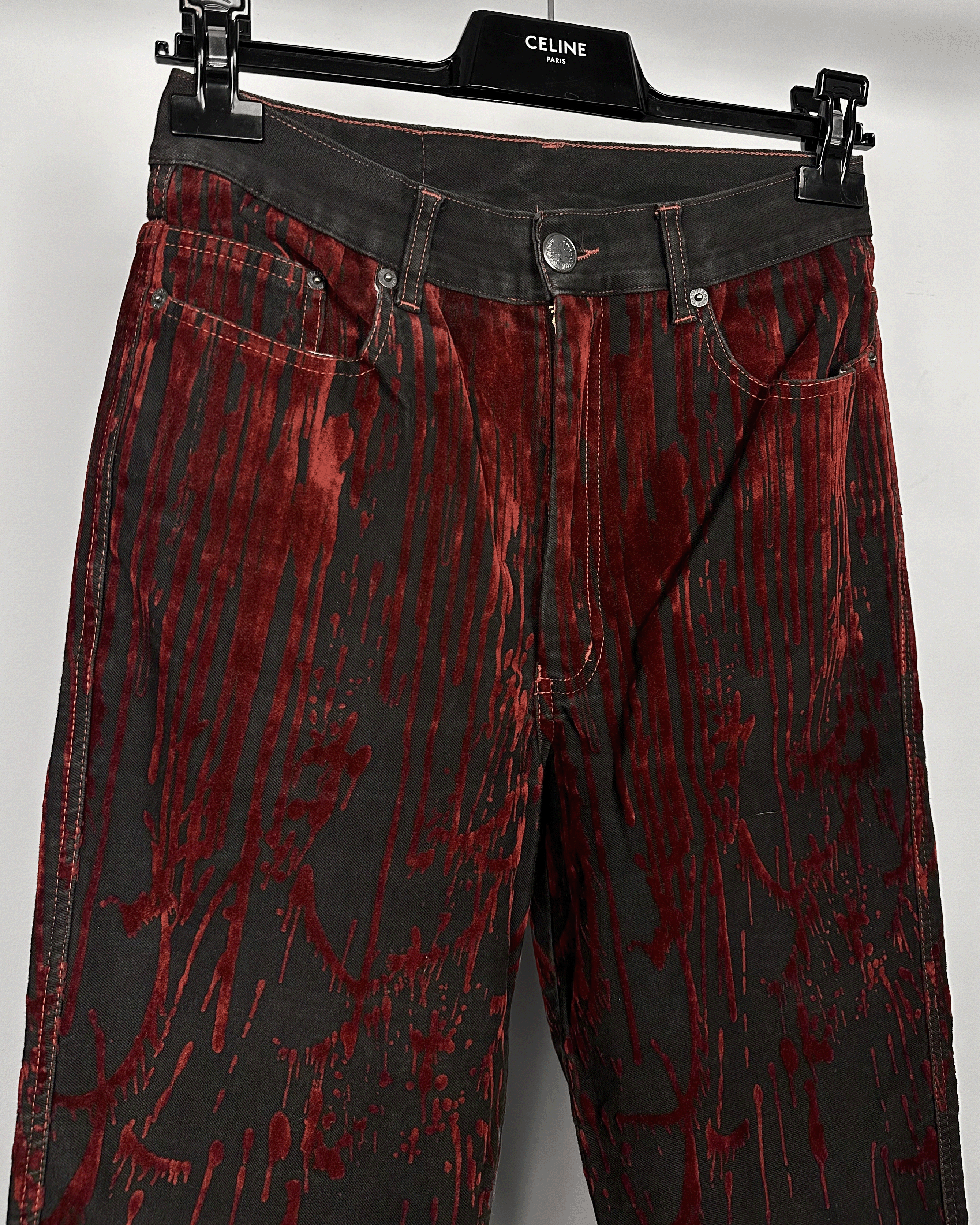 Jean Paul Gaultier Jean Paul Gaultier Velour Blood Drip Jeans Size US 30 / EU 46 - 4 Thumbnail