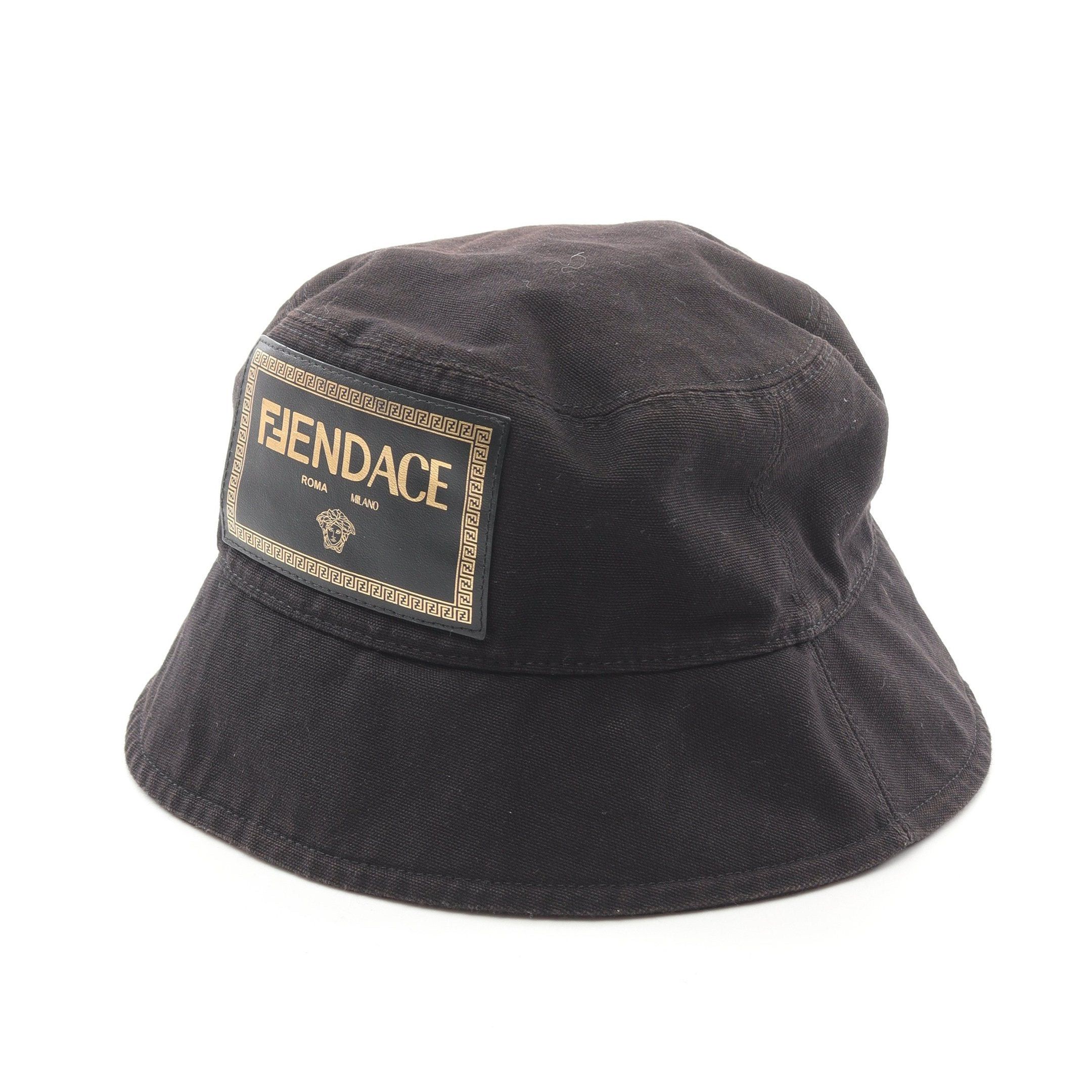 Fendi Fendi Fendi * Versace Fendace Fenderche Bucket Hat Cotton Black Size ONE SIZE - 1 Thumbnail