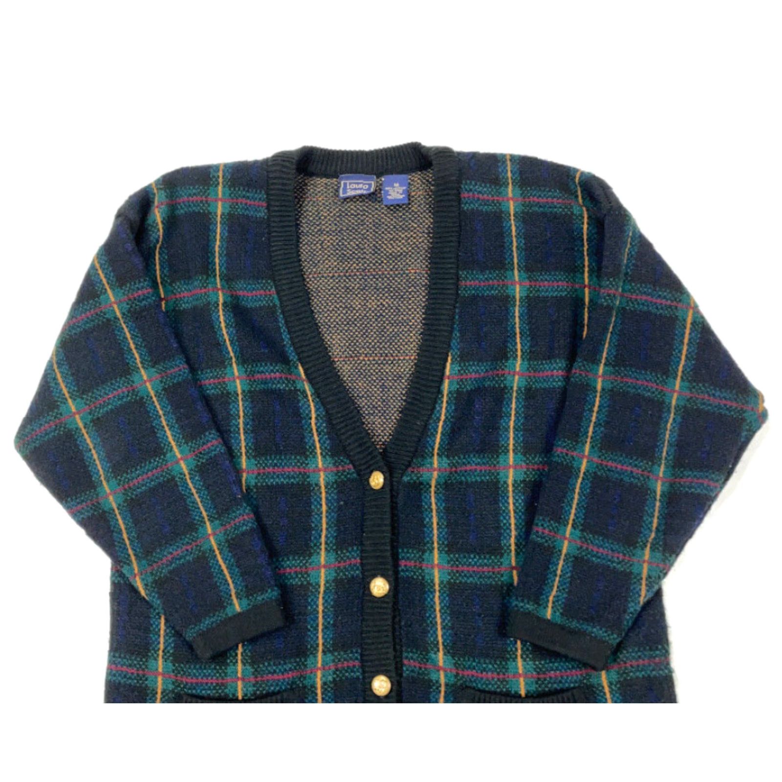 Etro Retro Green Plaid Cardigan Sweater Brass Engraved Buttons Elegant Preppy M Size M / US 6-8 / IT 42-44 - 3 Thumbnail