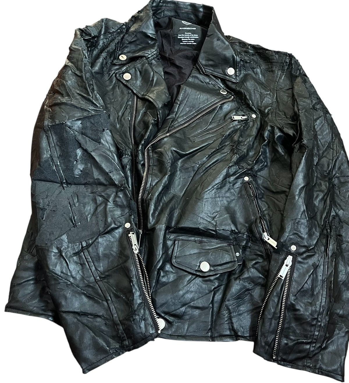 Undercover Undercover x GU eliminate the noise trashed biker jacket Size US M / EU 48-50 / 2 - 6 Thumbnail