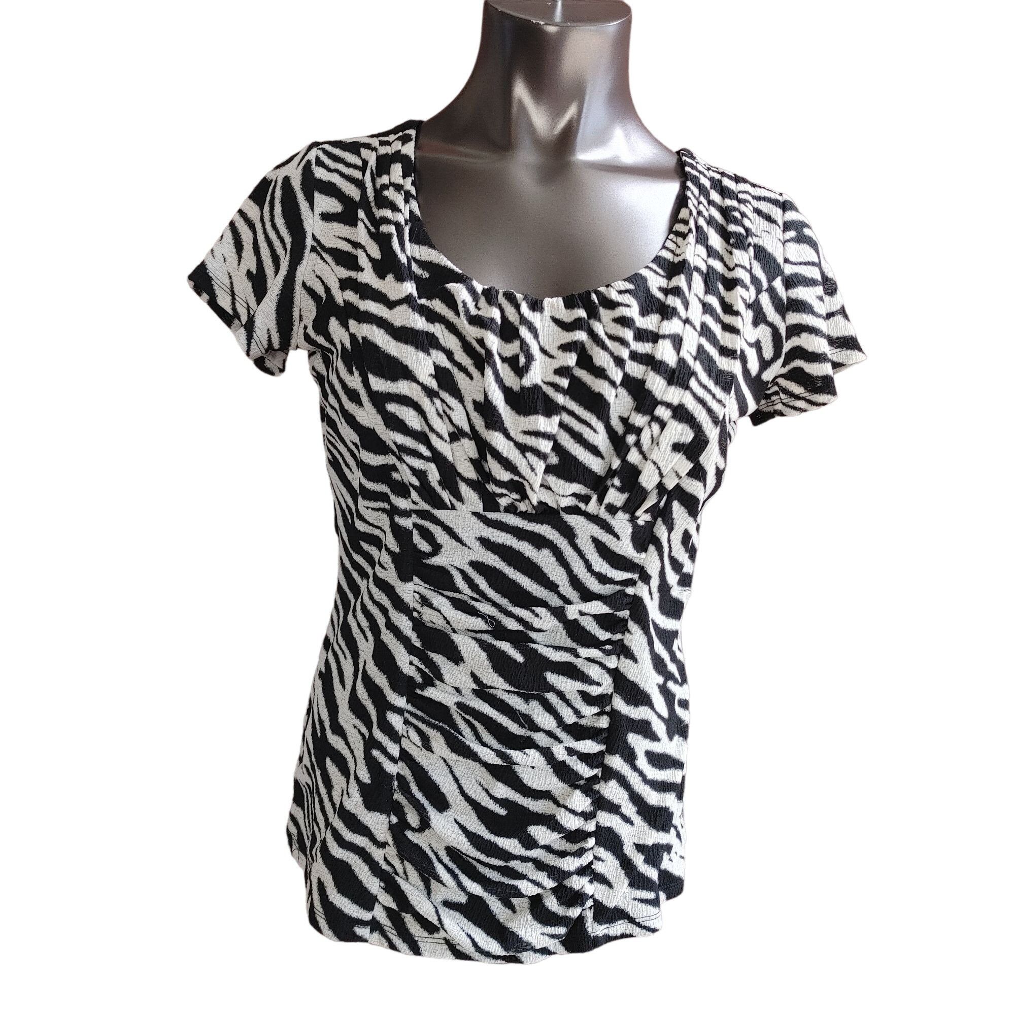 Alfani Alfani Zebra Print Swoop Neck 1/4 Sleeve Ruched Bust Top Siz Size S / US 4 / IT 40 - 1 Thumbnail