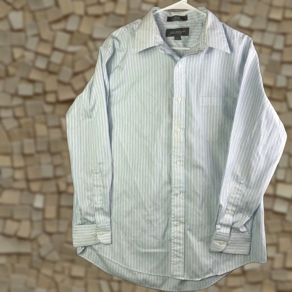 Croft & Barrow Croft & Barrow Pinpoint Non Iron Mens 16.5 32/33 White Striped Long Sleeve Shirt Size US XL / EU 56 / 4 - 1 Thumbnail
