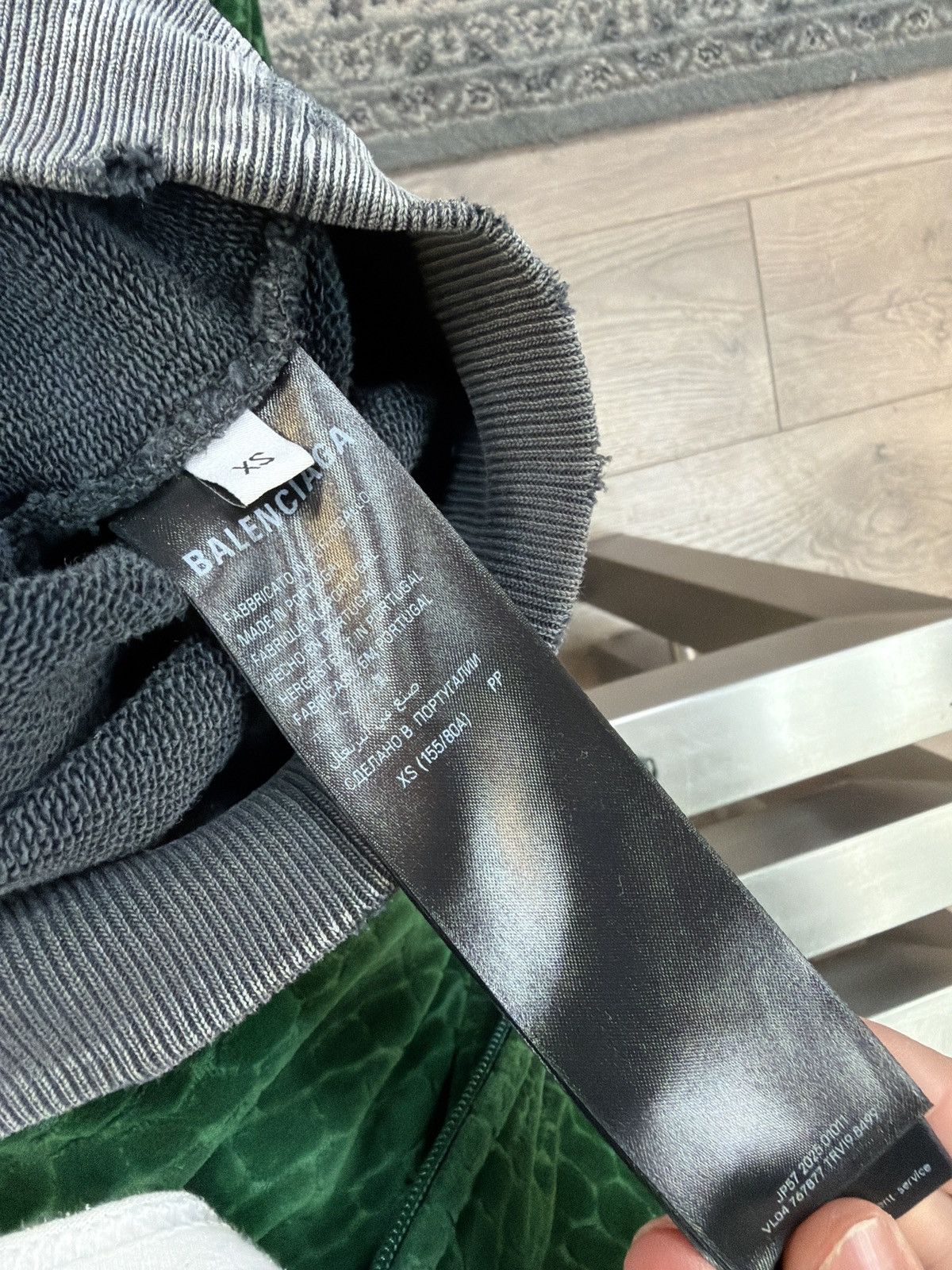 Balenciaga Balenciaga acid wash mini logo hooded sweatshirt grey Size US XS / EU 42 / 0 - 7 Thumbnail