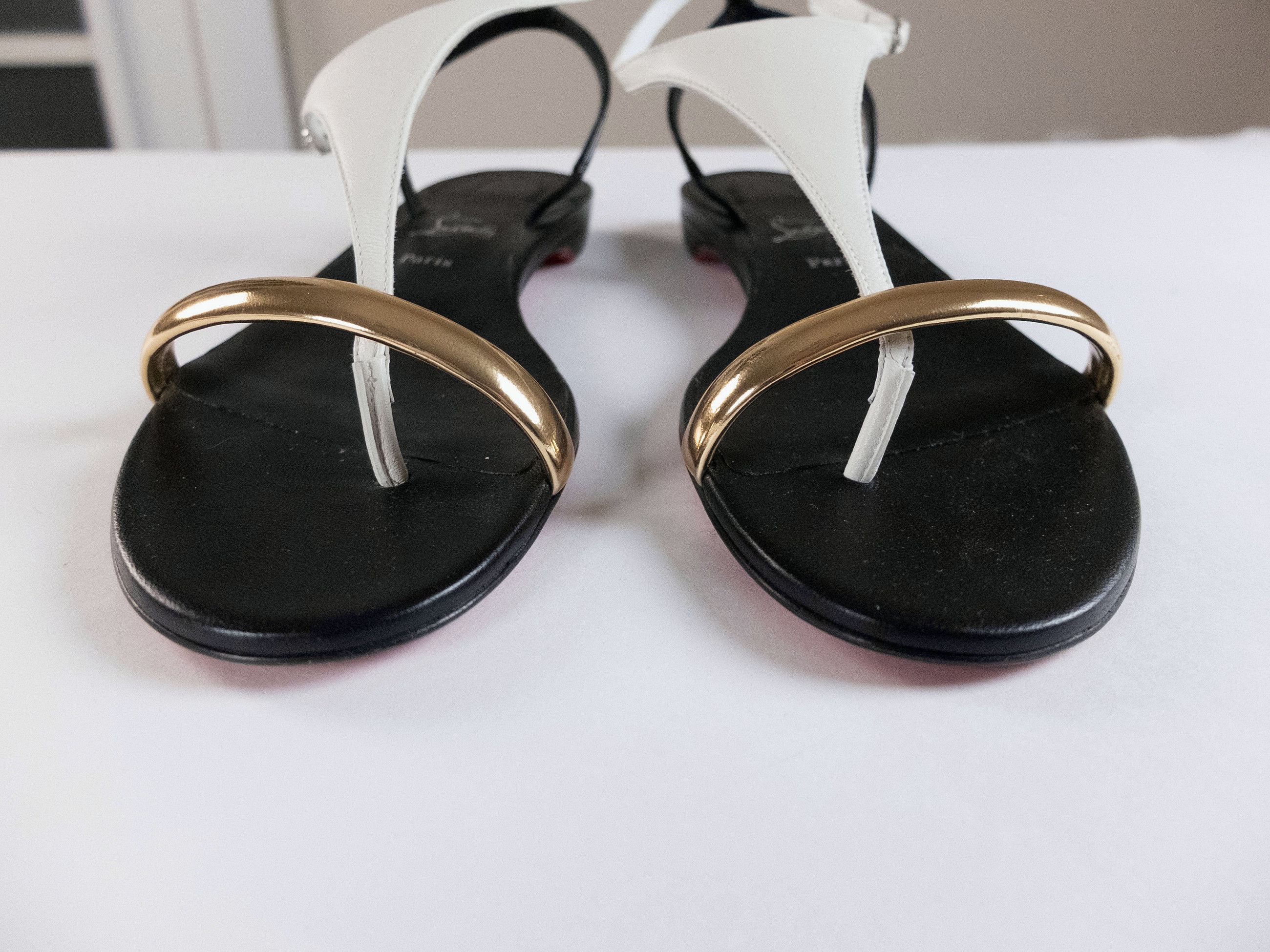 Christian Louboutin CHRISTIAN LOUBOUTIN Athinita black & white leather sandals Size US 8.5 / IT 38.5 - 8 Thumbnail