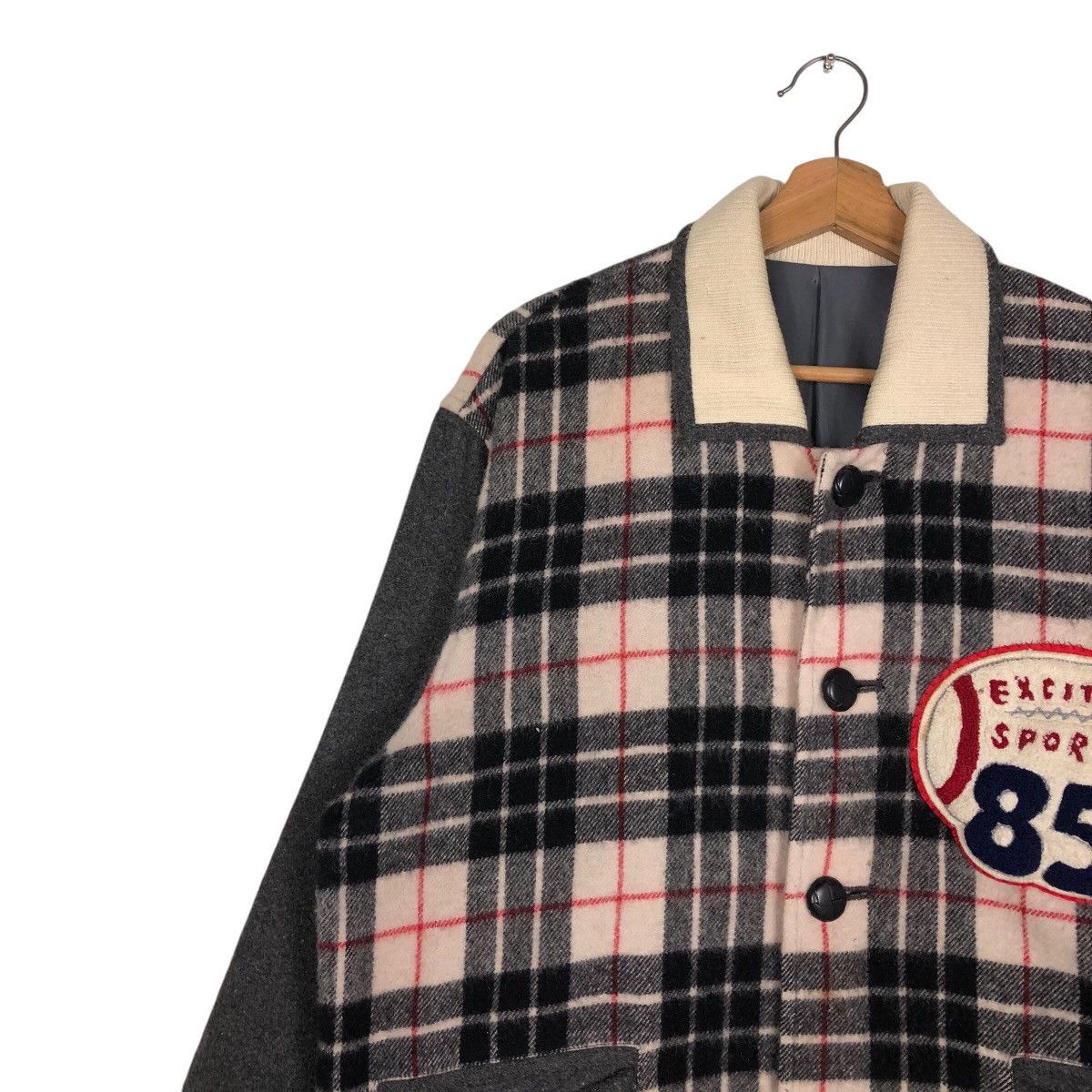 Japanese Brand 📌Vintage Bomber Jacket Rugby Ball Design Tartan Big Logo Size US M / EU 48-50 / 2 - 8 Thumbnail
