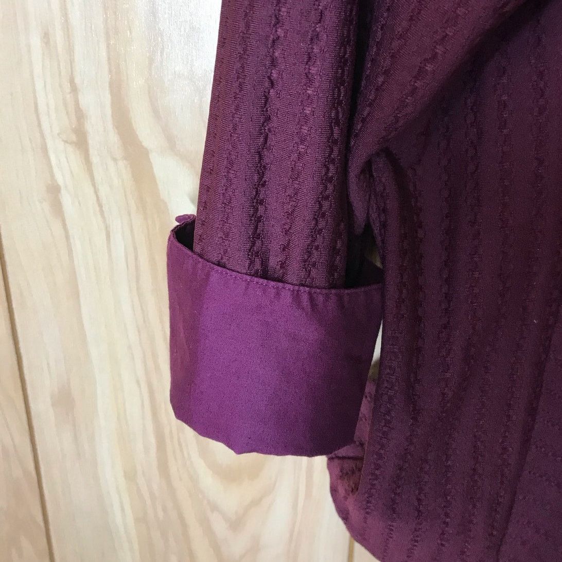 Avenue Avenue Stretch Purple Collared V-Neck Long Sleeve Top 18/20 Size XXL / US 16-18 / IT 52-54 - 6 Thumbnail