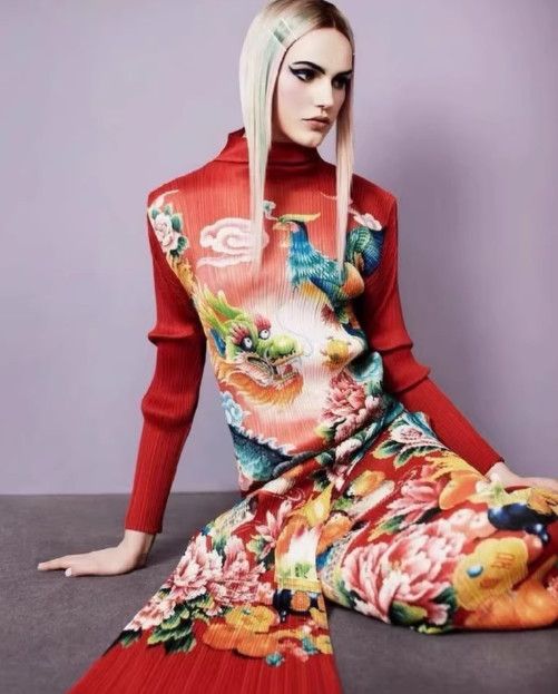 Issey Miyake ISSEY MIYAKE 1998 Dragon & Phoenix Top (Set with Skirt) Size L / US 10 / IT 46 - 1 Thumbnail
