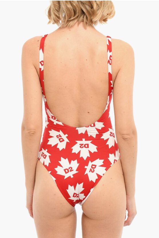 Dsquared2 og1mm0624 Logo Printed Swimsuit in Red/White Size S / US 4 / IT 40 - 2 Thumbnail