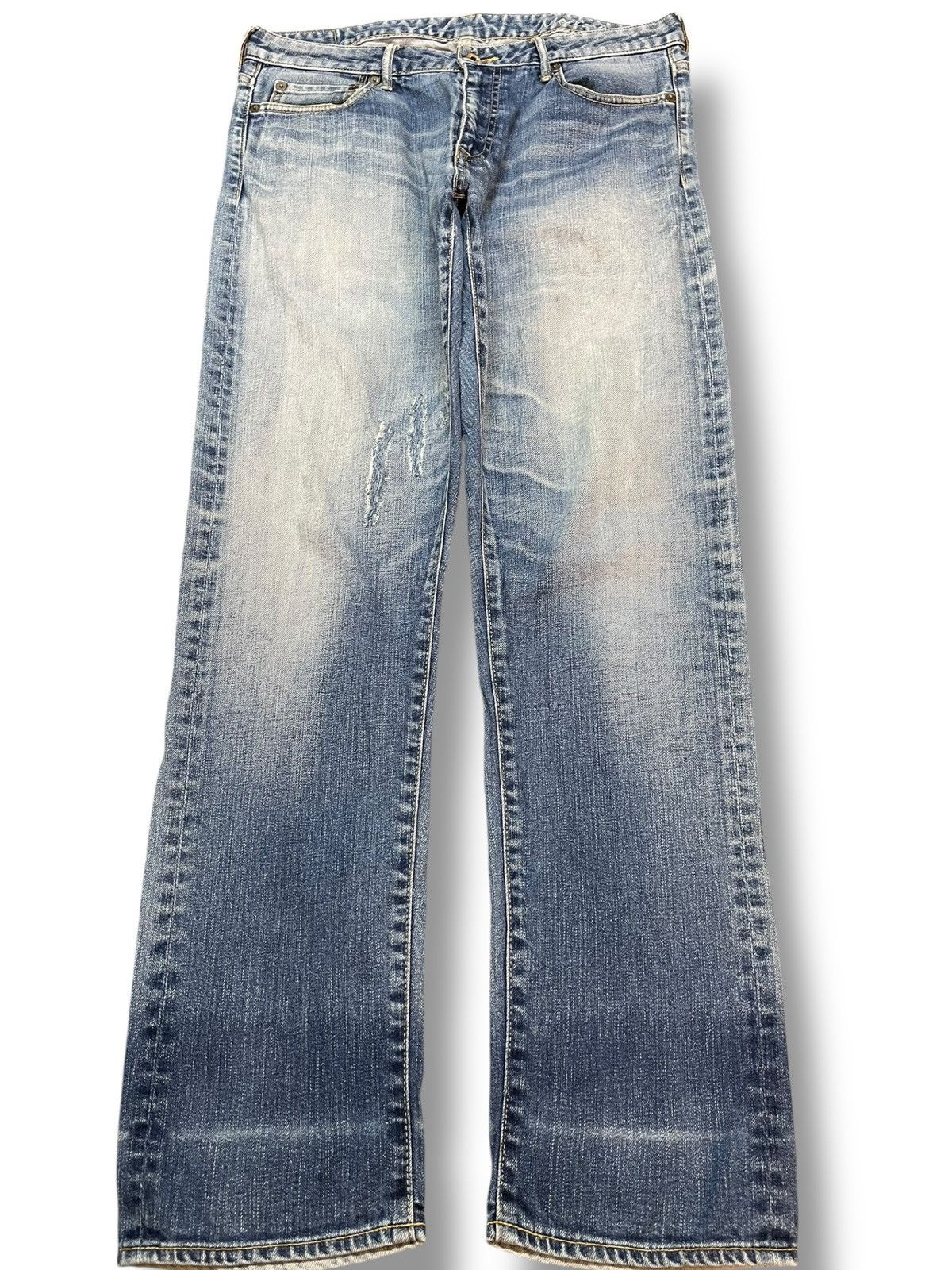 Japan Blue Vintage Japan Blue Faded Whiskers Denim Size US 33 - 1 Thumbnail