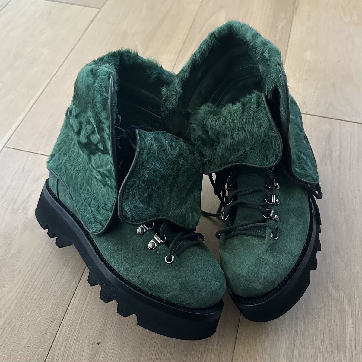 Ermanno Scervino 2-Way Detachable Sheepskin Flap Suede Mountain Boots Size US 8 / IT 38 - 1 Thumbnail